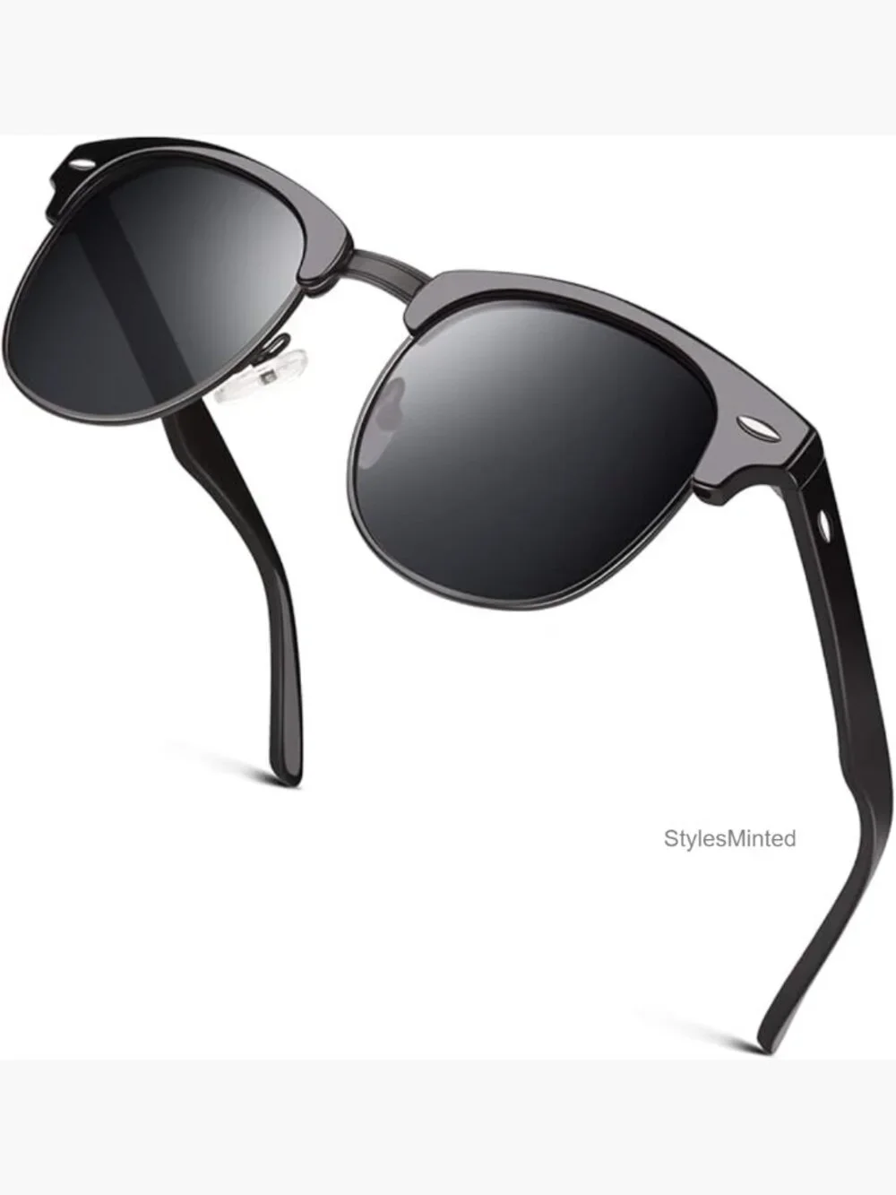 Classic Horn Rimmed Semi Rimless Polarized Sunglasses for Men Women